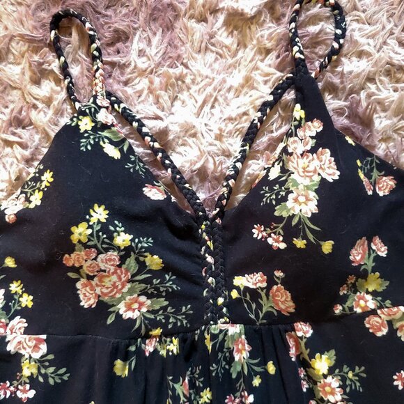 Derek Heart Black and Floral Maxi Summer Dress - Picture 1 of 4